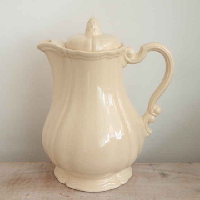 アンティーク コーヒーポット 花リム Ivoire フランス サルグミンヌ製