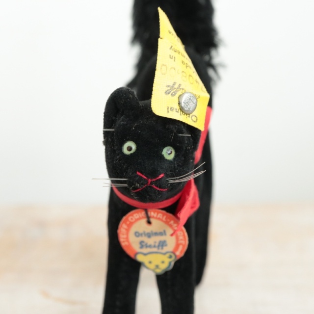 アンティーク シュタイフ 黒猫 Steiff Black Tom Cat 8cm