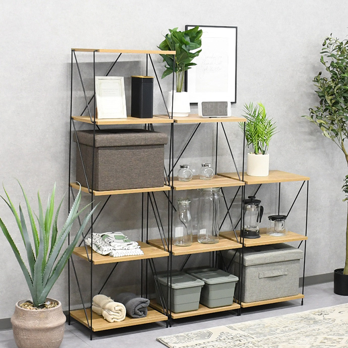 工具不要の簡単組立！】 ラック 3段 4段 5段 押入れ 棚 木製 カラー