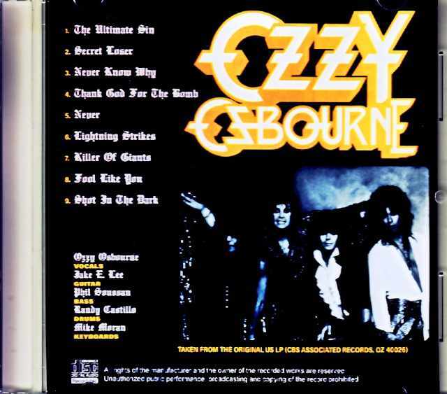 Ozzy Osbourne オジー・オズボーン/The Ultimate Sin Original US LP