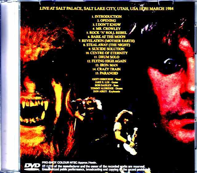 Ozzy Osbourne オジー・オズボーン/UT,USA 1984 Best Quality Jewel
