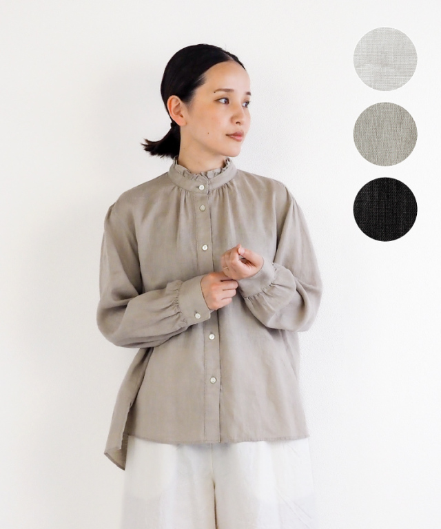 nofl】リトアニアリネン薄手フリルブラウス 644206810 | ナチュラル服