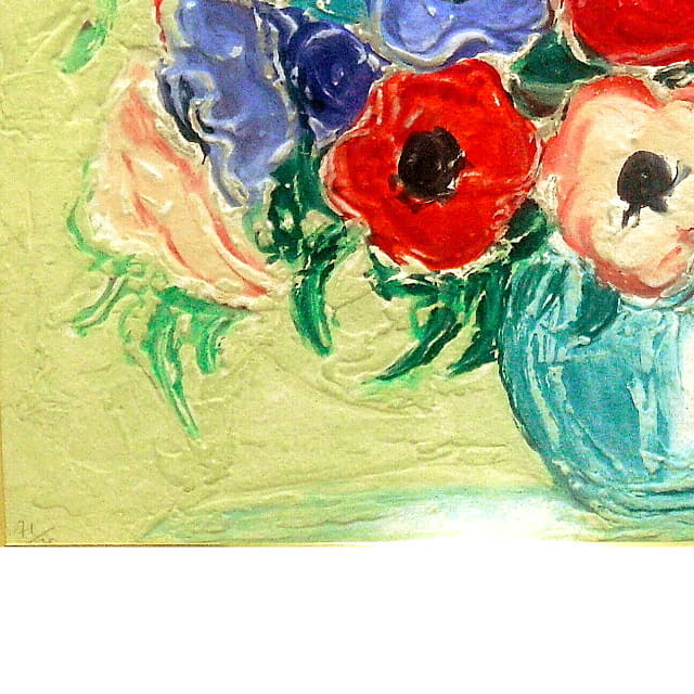 アンドレ・コタボ「カラフルブーケ」カーボランダム版画 サイン入り