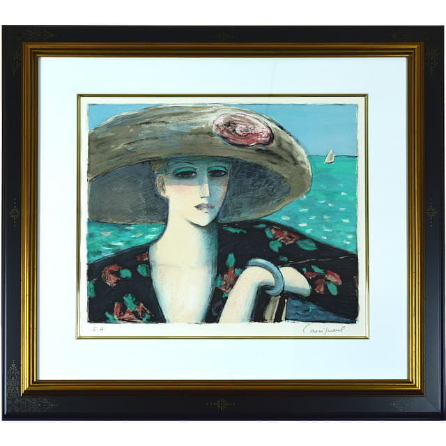 ジャン＝ピエール・カシニョール「海の前」リトグラフ 直筆サイン入り