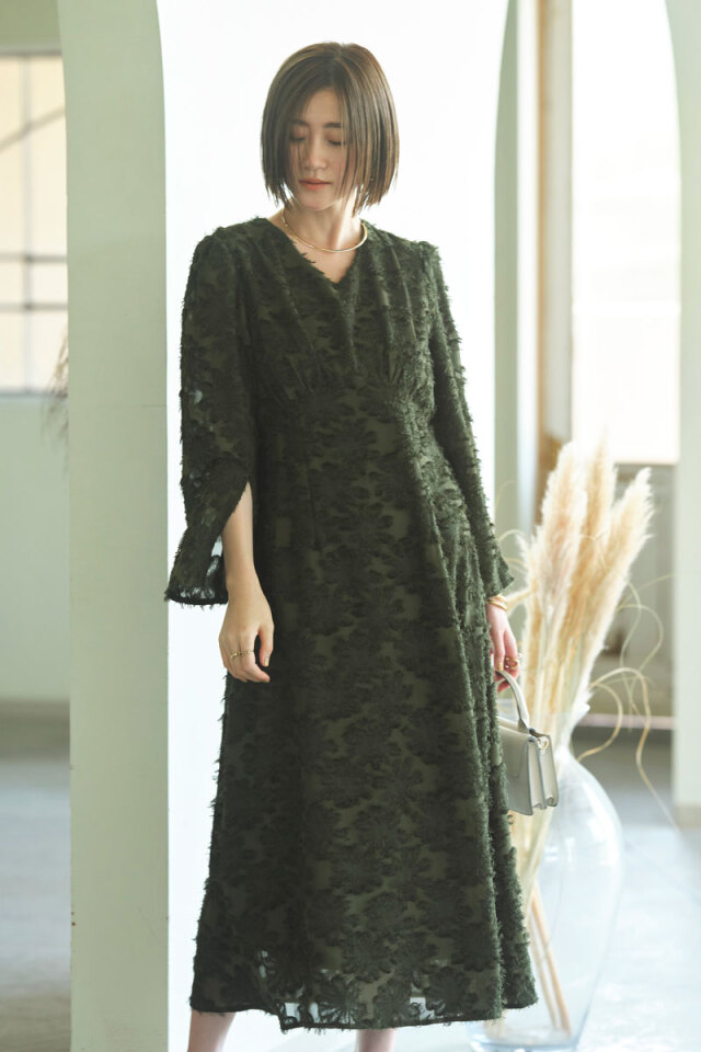 シャギージャガードワンピース