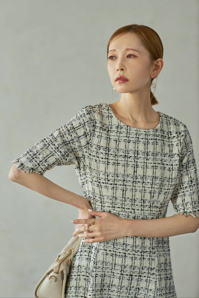 ツイードフレアワンピース