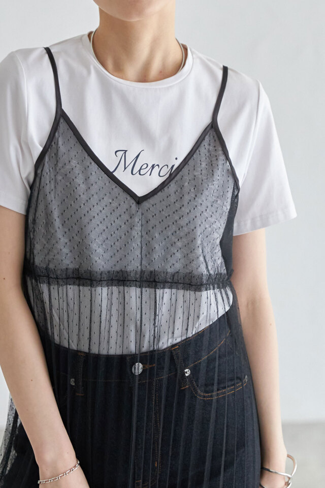 ドットチュールキャミワンピース