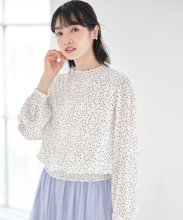 ドットシフォンシャーリングブラウス