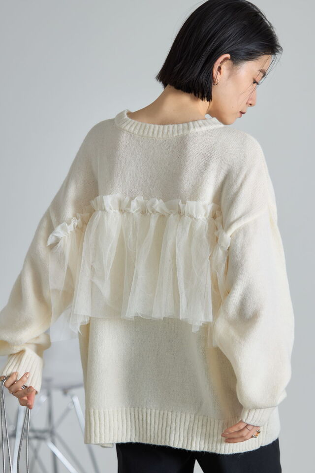 アルパカタッチチュールドッキングニットプルオーバー※一部店舗のみ入荷