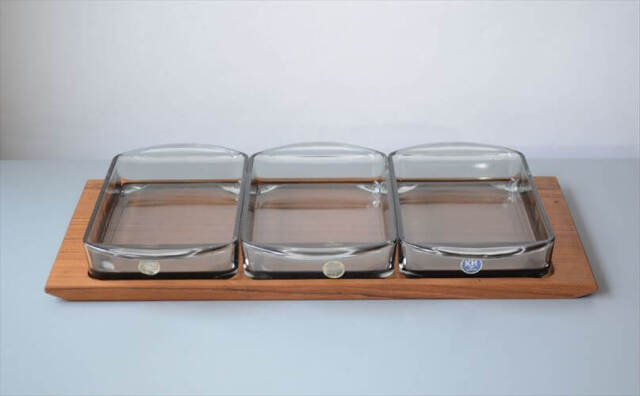 デンマーク製 DIGSMED×HOLMEGAARD サービングトレイ チークテーブル