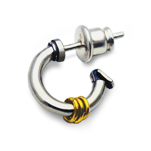 リングフープピアス/シルバー925 真鍮 メンズ/PE-40-SV