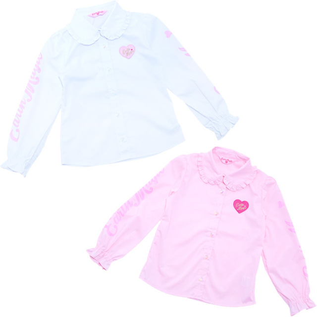 布帛フリル長袖ブラウス