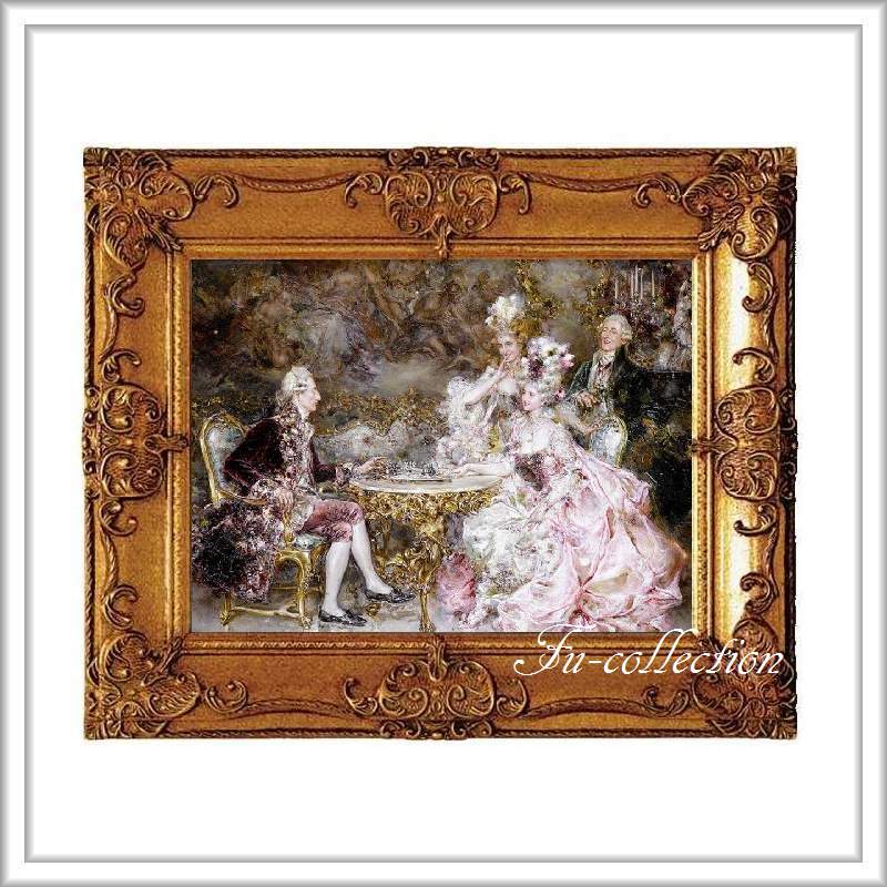 fu-collection】 ヨーロッパ名画 ロココ調 ゴールドダブルフレーム