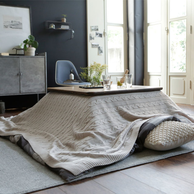 Fab the Home】ケーブルニット マルチカバー 190×190 2人用 ソファ