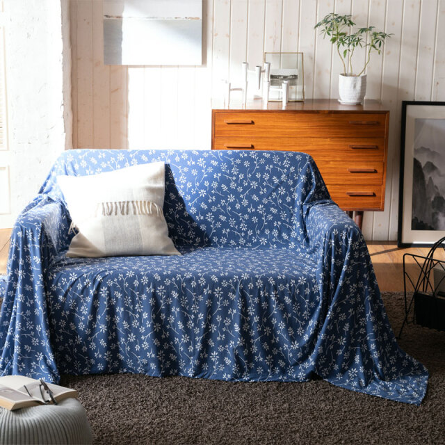 越後片貝紺仁藍染 炬燵カバー ソファカバー ベッドカバー ELEMENTS