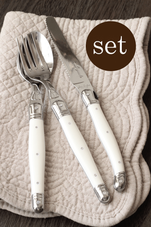 Jean Dubost(ジャン・デュボ)｜ライヨール カトラリー3点セット(ミルク)