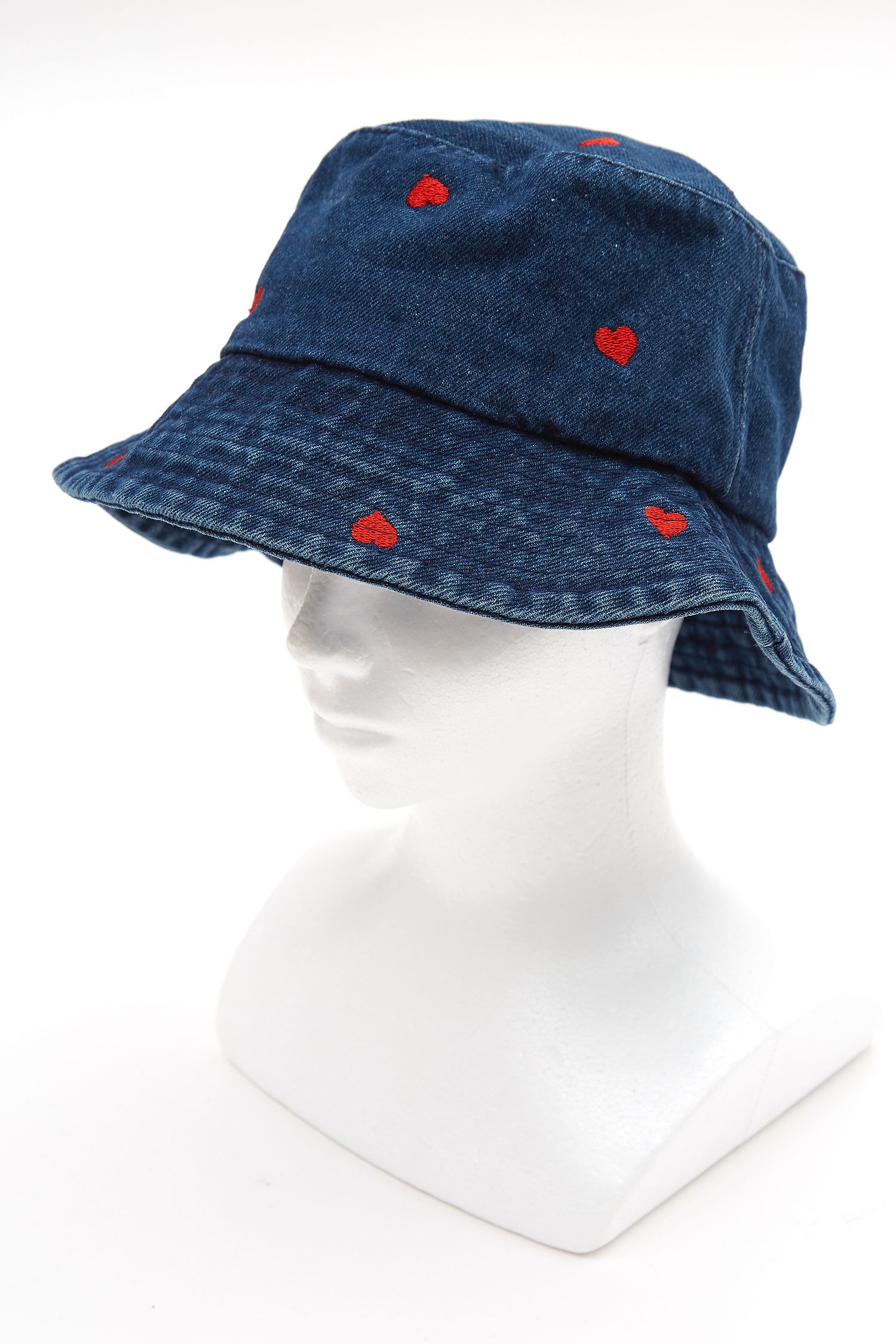 ハート刺繍デニムハット / バケットハット バケハ 柄 メンズ