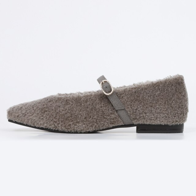 BARCLAY（バークレー）メリージェーンボアパンプス グレージュ