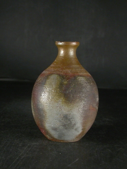 備前焼 登窯 備前焼物故作家 高原 敏 共箱付き金彩・桟切小徳利2