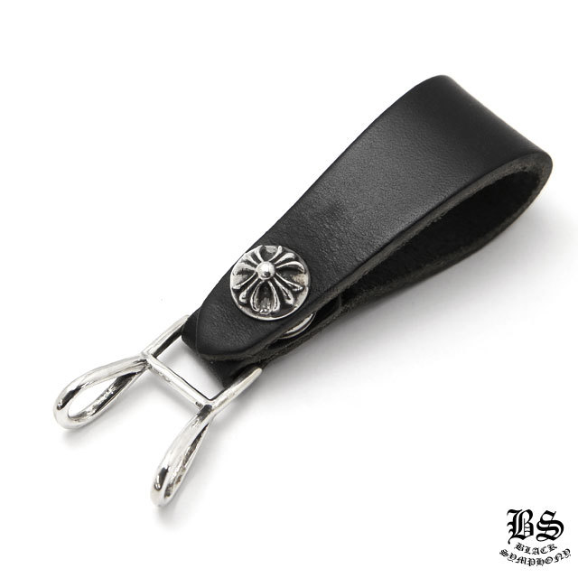 クロムハーツWベルトループクロスボタンブラックレザー|クロムハーツ