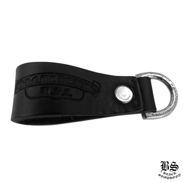 クロムハーツDキーリングクロスボタンブラックレザー|クロムハーツ通販