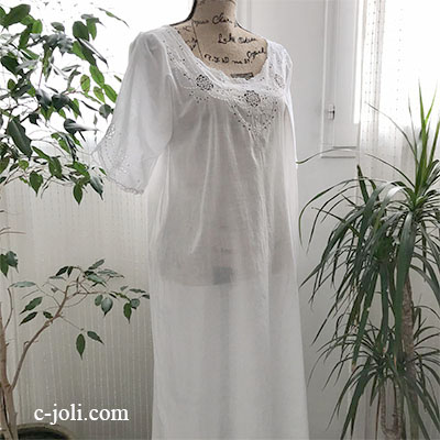 パリ発送】G-305 フランスアンティークコットンワンピース カット