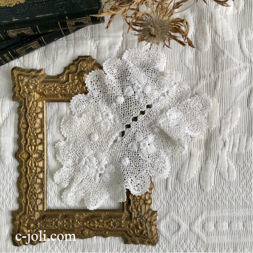 パリ発送】L2764 フランスアンティークレースつけ襟/レースジャボ