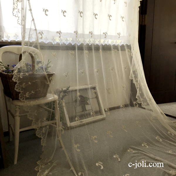 パリ発送】B1663 フランスアンティークレースベッドスプレッド/ベッド