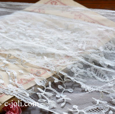 L2556 フランスアンティークボビンレースボーダー/レースエッジ 19世紀