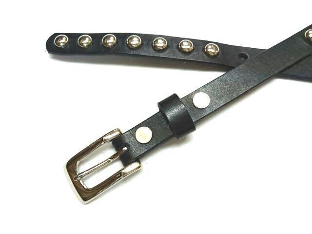 ナローベルト ラウンドスタッズシルバー 【ブラック】15mm 細ベルト