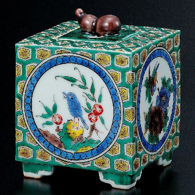 九谷焼作家 ギフト ご贈答品 御祝い九谷焼2.7号香炉 古九谷間取 中村重