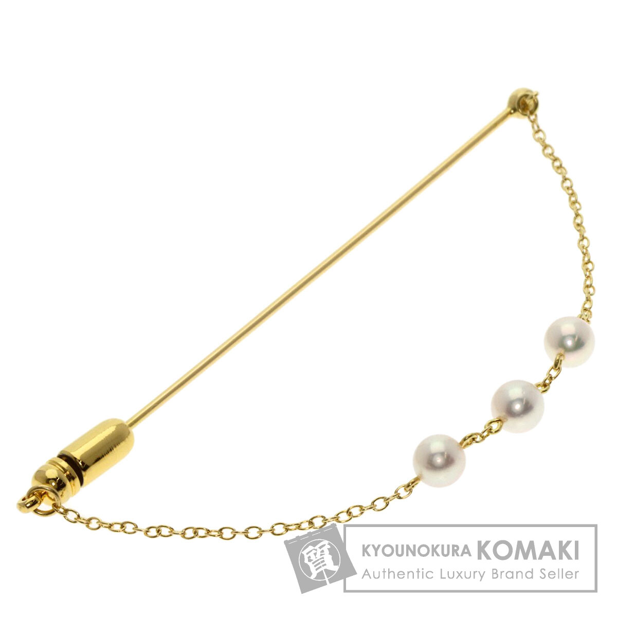 MIKIMOTO ミキモト パール 真珠 ピンブローチ ブローチ K18イエロー