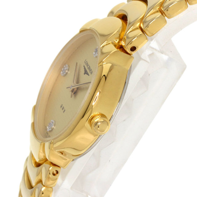 LONGINES ロンジン QWR 4P ダイヤモンド 腕時計 GP/GP レディース