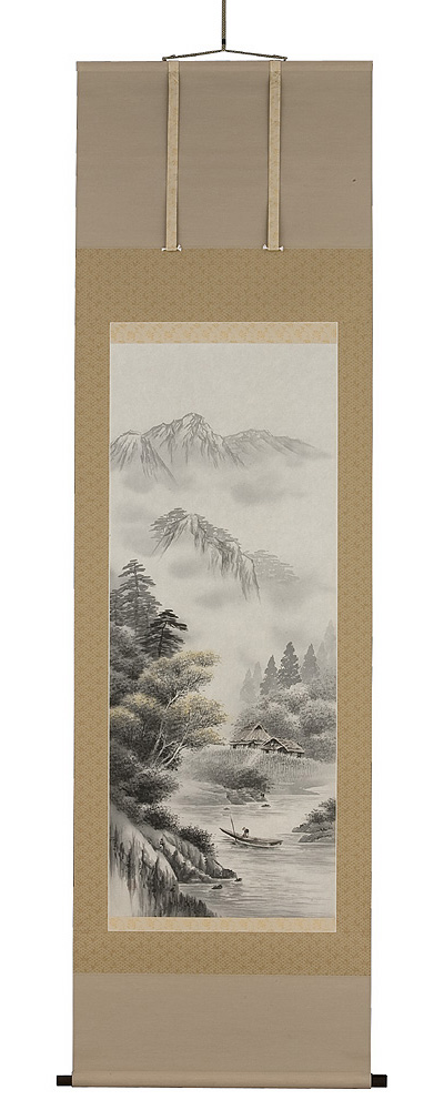 掛軸 水墨山水 森 雪堂（直筆） 【掛け軸の販売専門店 掛軸倶楽部】