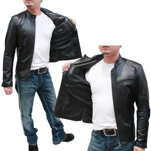 ラム革 シングルライダースジャケット メンズ ブラック M/ 53271