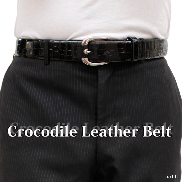 クロコダイル（シャイニング加工） レザーベルト メンズ 112cM/ 5511
