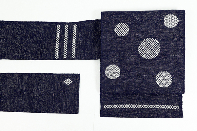 受注商品】annKoginオリジナル こぎん刺し 名古屋帯 丸