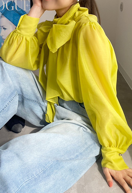 シャイニーオーガンジー3wayリボンブラウス【7i-146-01114】