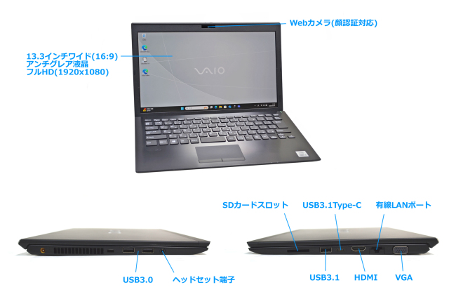 Wi-Fi6 顔認証 フルHD VAIO Pro PG VJPG13C11N 第10世代 Core i5