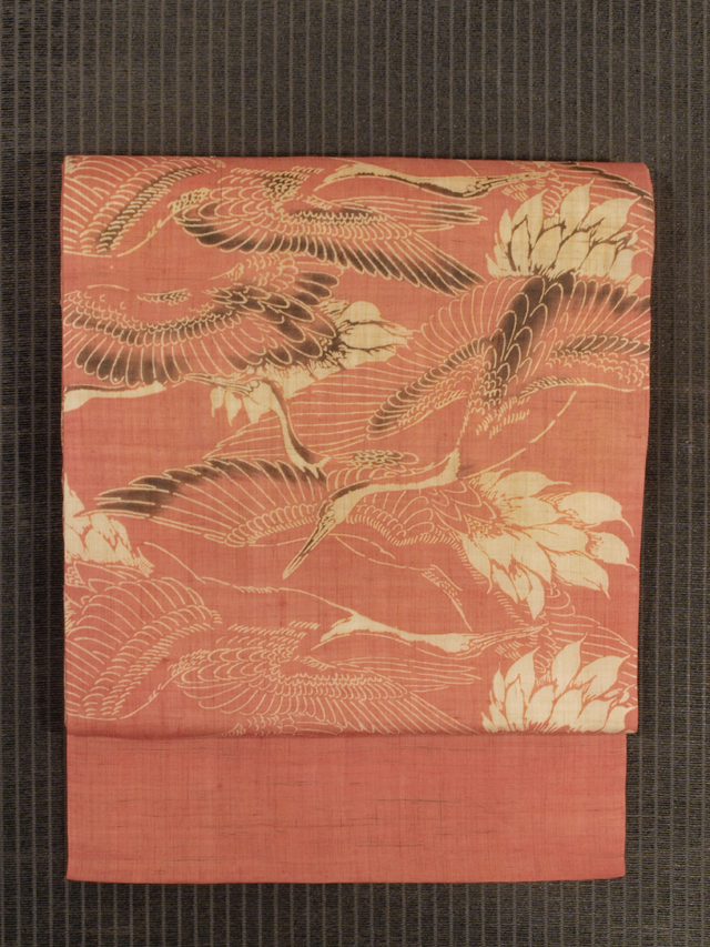 帯のアトリエ花邑-hanamura- 銀座店 「群鶴（ぐんかく）文様 型染め 麻