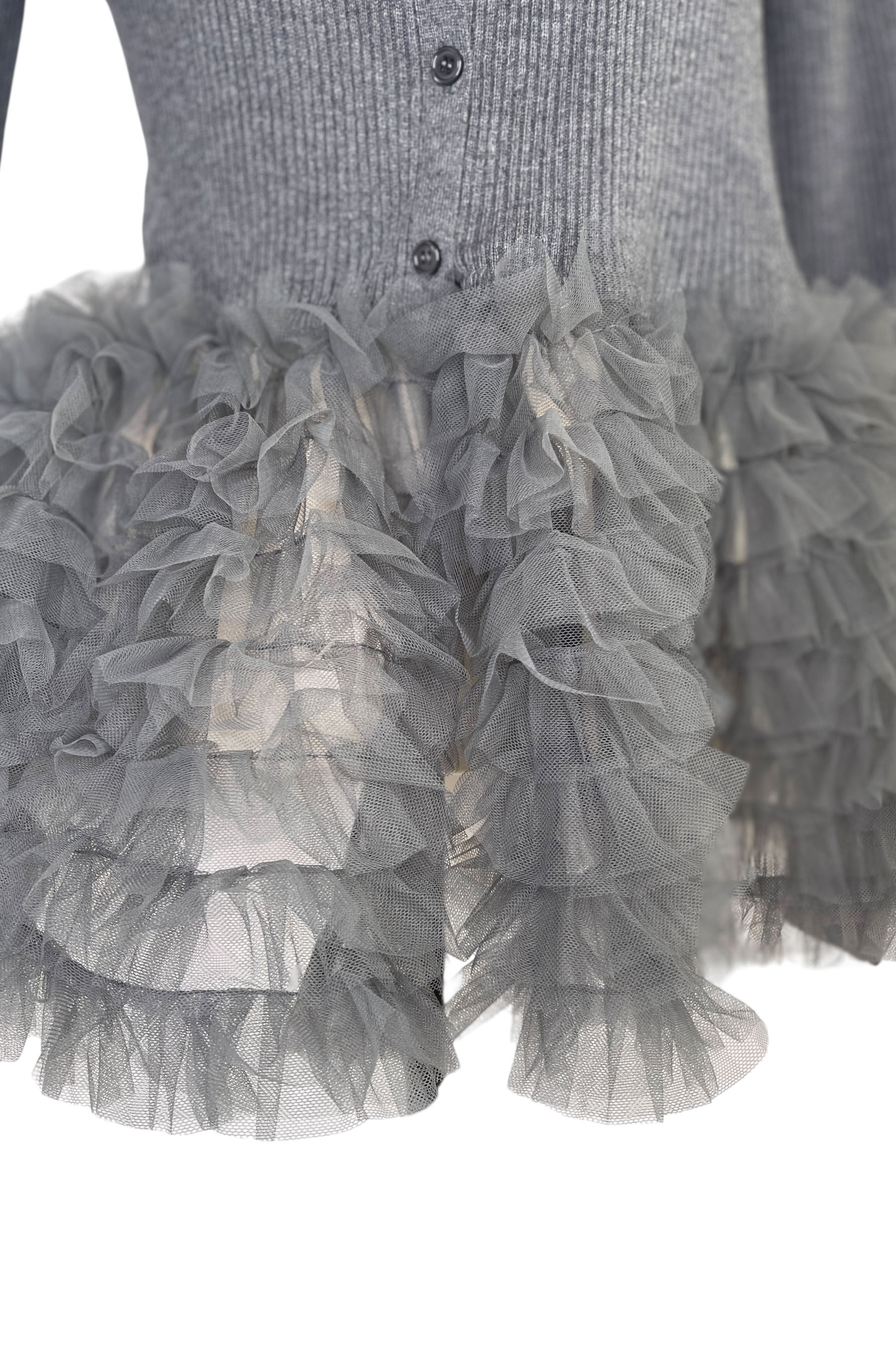 HONEY MI HONEY｜チュールペプラムポロニットカーディガン｜大人