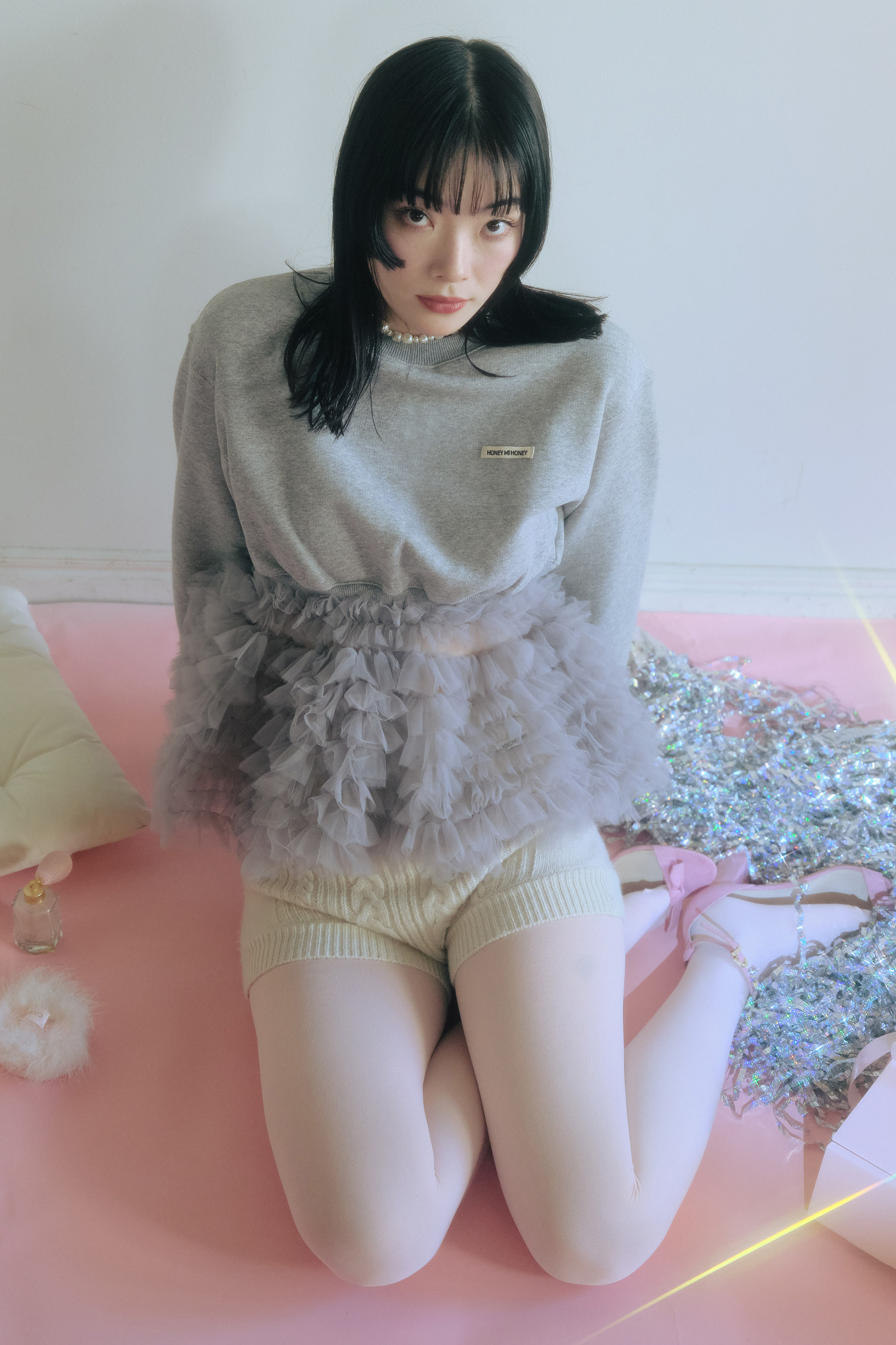 HONEY MI HONEY｜tulle peplum sweat