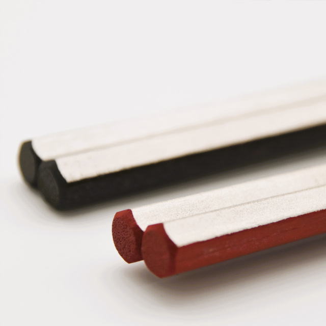 箸 五角帯銀 朱/黒 【メール便可】 木製 漆塗り 【製造中止・在庫限り