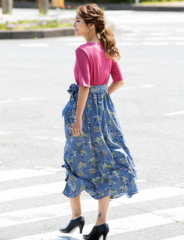 デシンドッキングロングワンピース マタニティ 授乳服 産後も使える