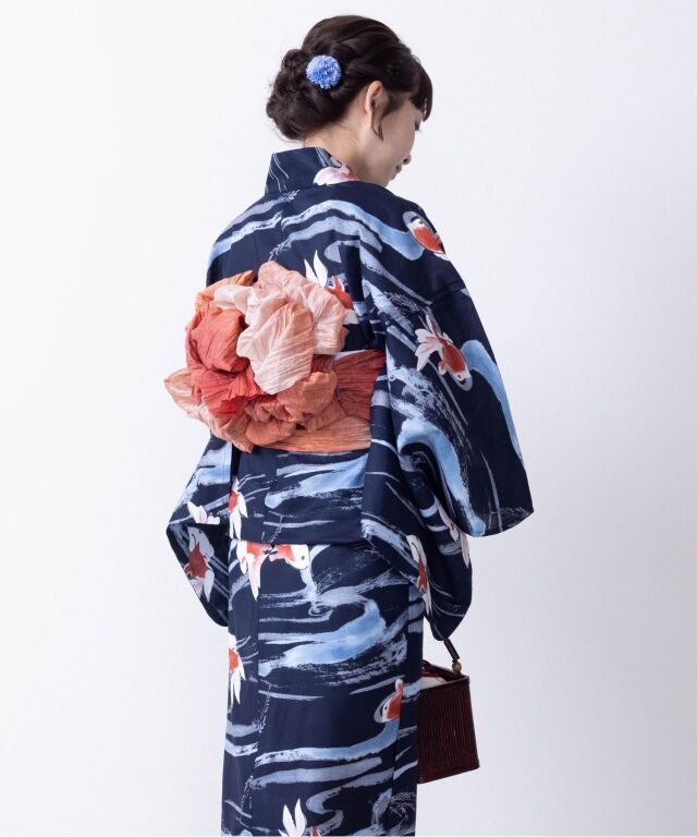 浴衣【夏金魚】 7点セット(ゆかた・兵児帯・下駄・腰ひも・着付け説明