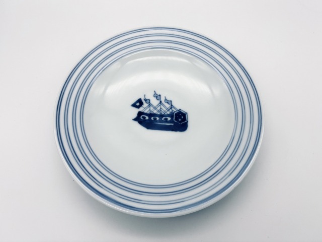 オランダ船プチケーキ皿 しん窯青花
