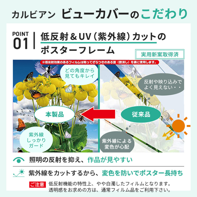 UVカット 低反射 アルミ ポスター フレーム B2 サイズ カルビアン