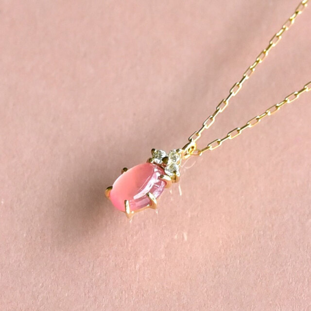 ネックレス K10/K18イエローゴールド 北海道産インカローズ