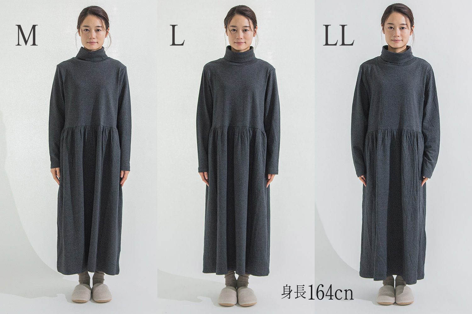 つちふわ】カットソータートルネックワンピース