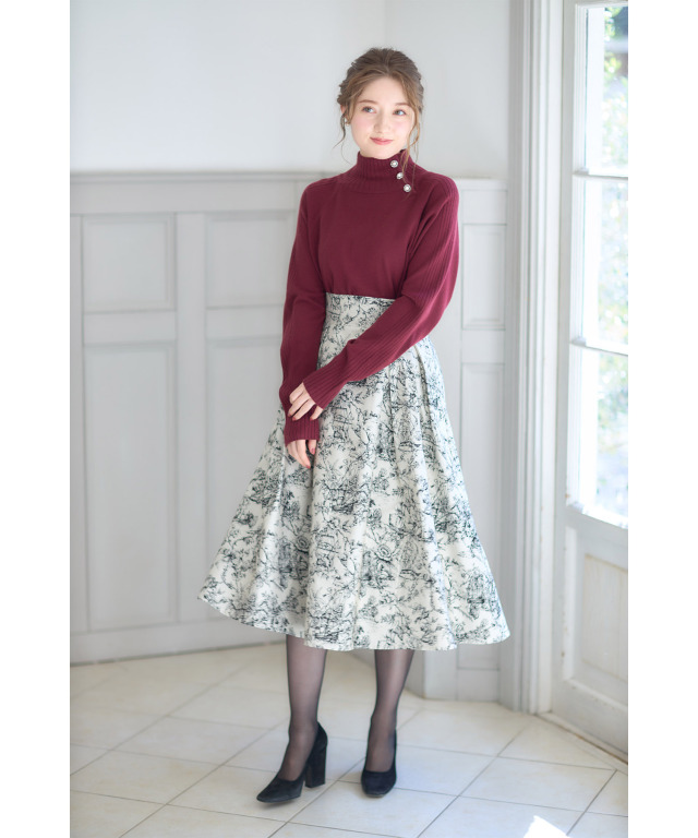 トワルドジュイアンティークジャガードフレアスカート